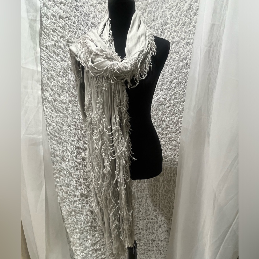 Winter Lennon Silver BOHO Scarf, 80”X 26” - Picture 6 of 11